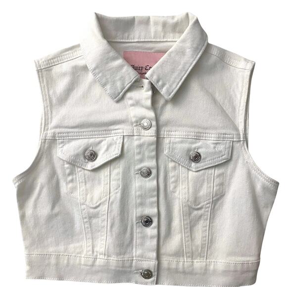 Juicy Couture White Denim Jeweled Vest S NWT - Picture 2 of 2
